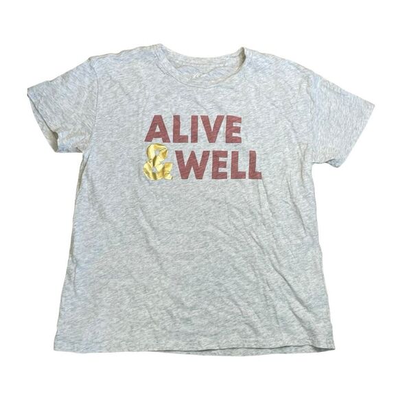 J. Crew  Alive & Well Graphic Tee Light Gray Knit Short Sleeve Crewneck S - Picture 1 of 5